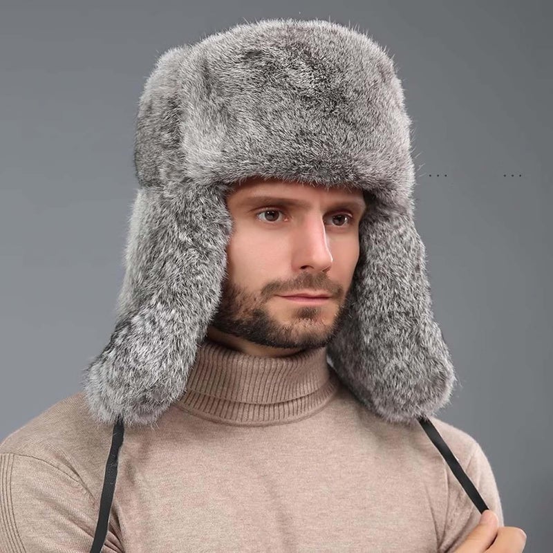 WUODHTW Men's Winter Ushanka Earflap Trooper Hat Aviator Windproof Hat Faux Fur Warm Hat Ski Beanies Cap Berets Skull caps - Image 4